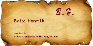 Brix Henrik névjegykártya